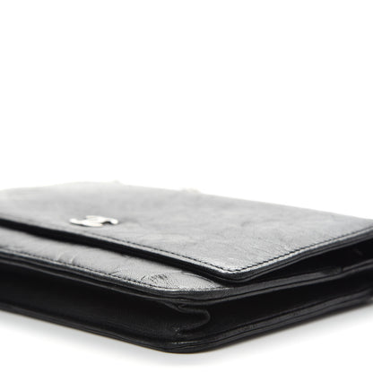 Chanel Lambskin Camellia Embossed Wallet on Chain WOC Black 10 of 11