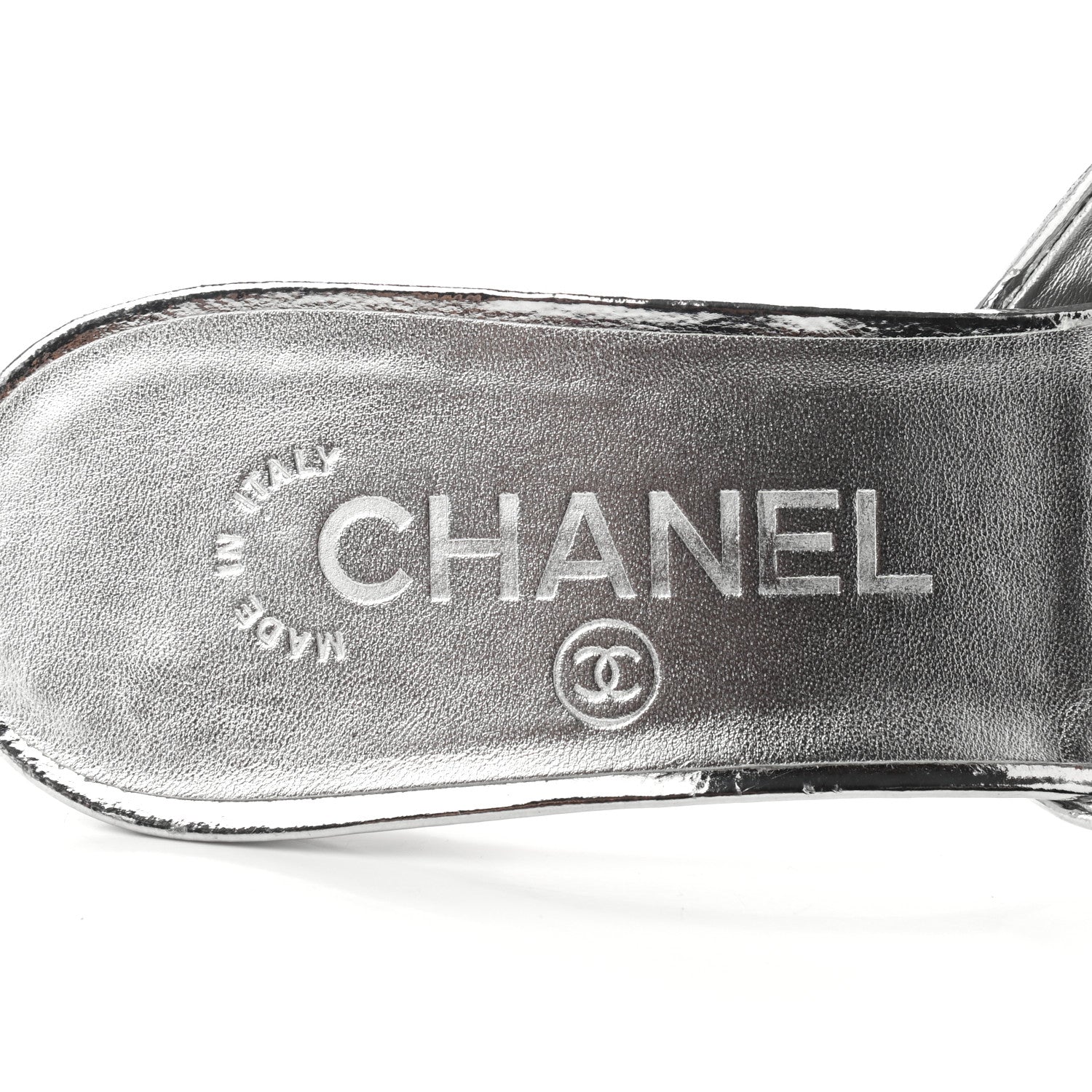 Chanel Metallic Goatskin CC Mules 36 Silver 7 of 11