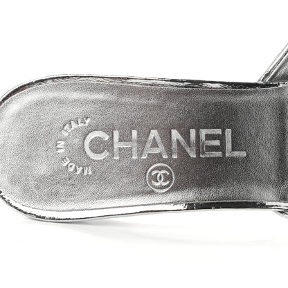 Chanel Metallic Goatskin CC Mules 36 Silver 7 of 11