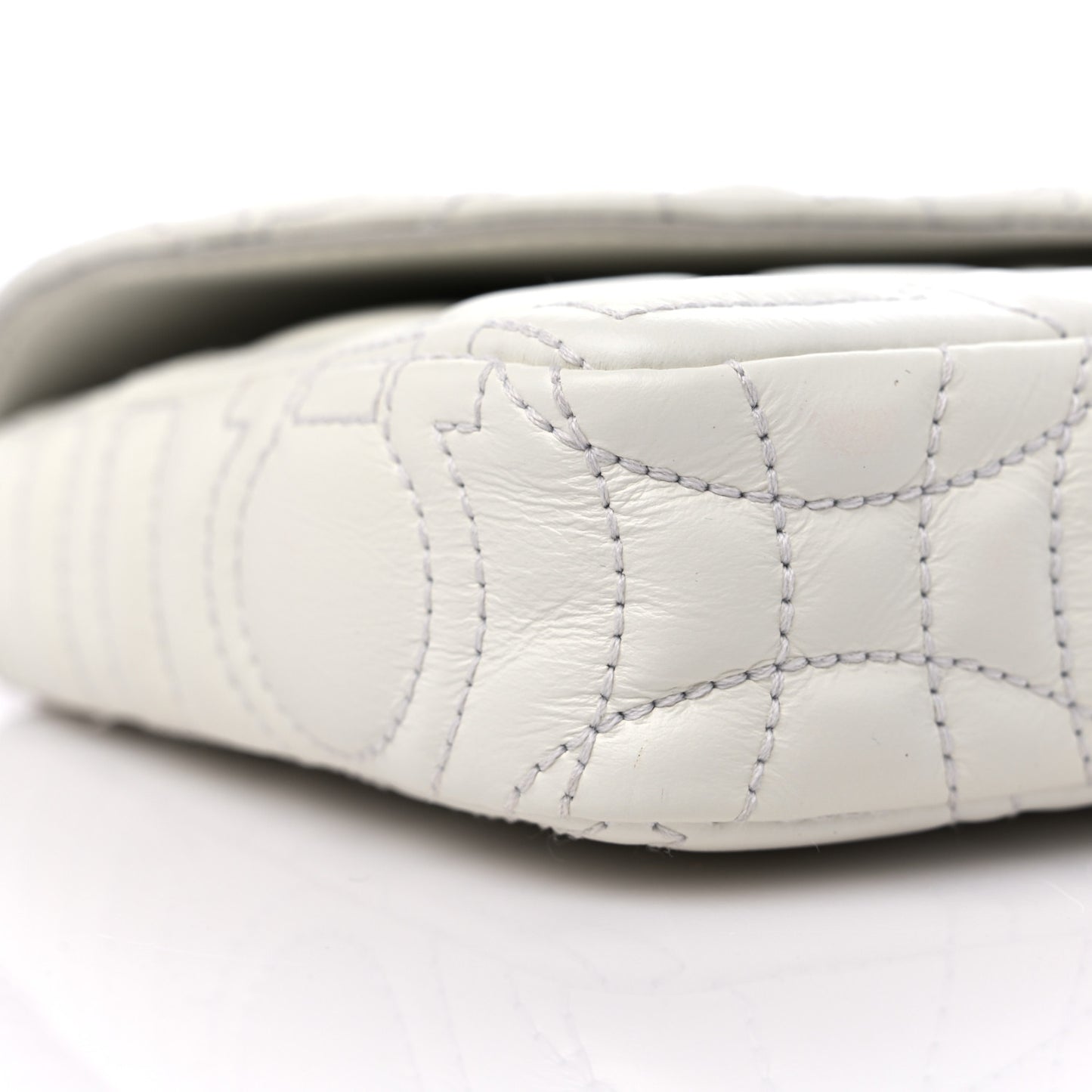 Calfskin Quilted Gancini Mini Bag White