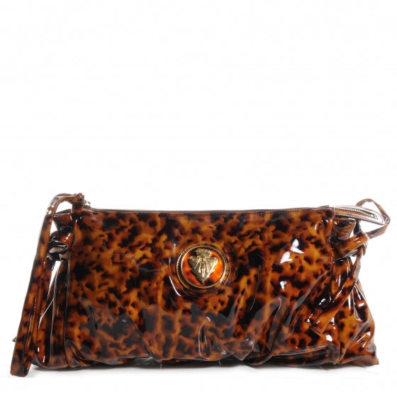 Patent Hysteria Large Clutch Tortoise Brown