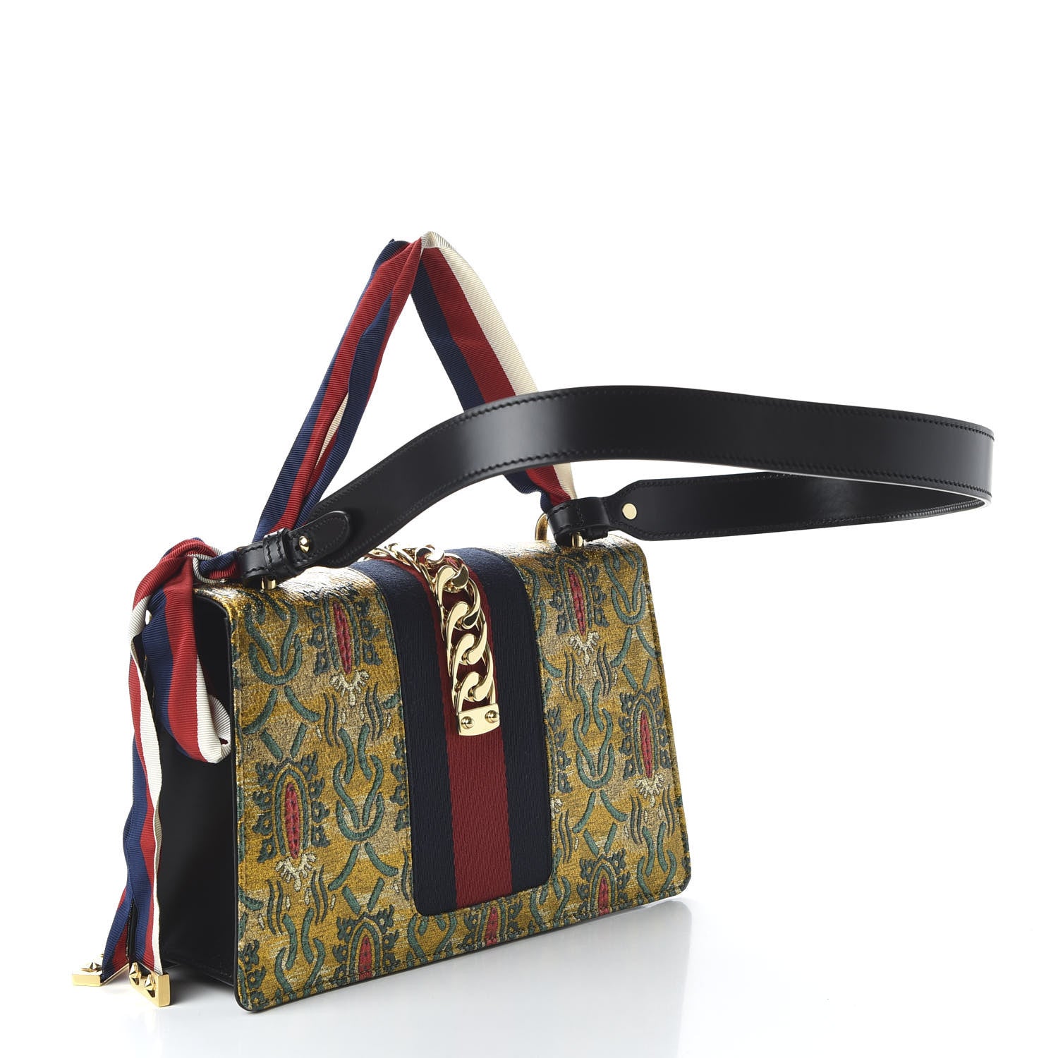 Gucci Iridescent Brocade Small Sylvie Shoulder Bag Gold 3 of 10