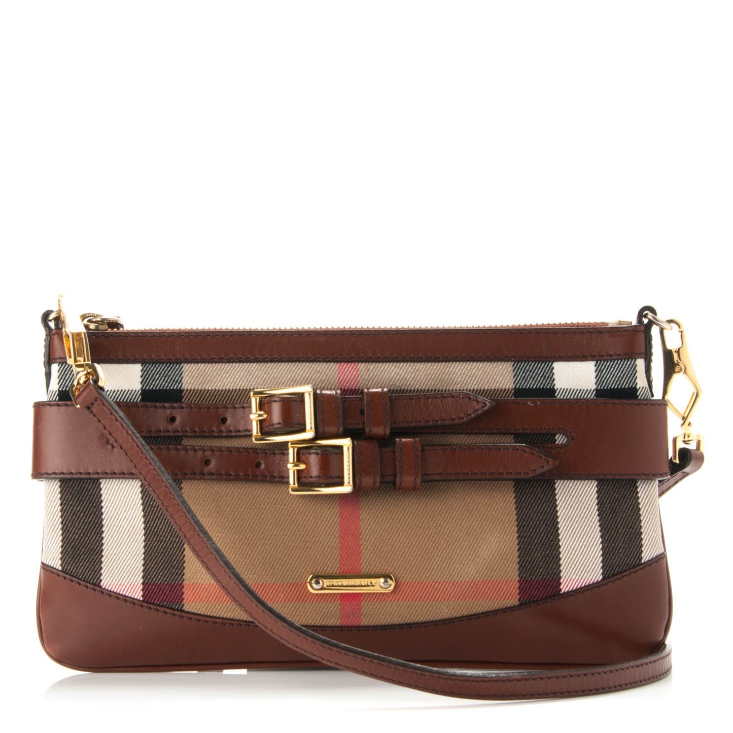 House Check Bridle Calfskin Peyton Crossbody Tan