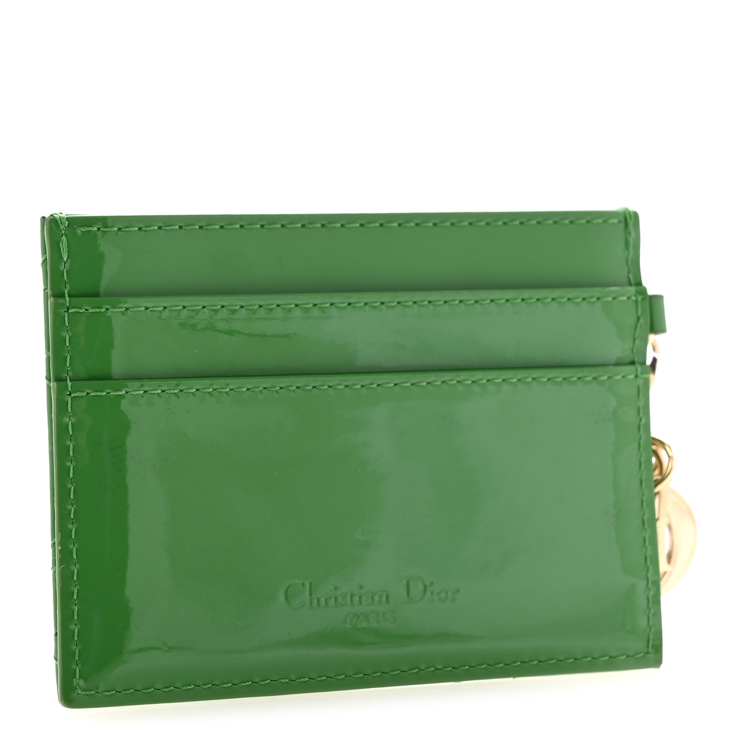 Christian Dior Patent Cannage Lady Dior Card Holder Green 3 of 8