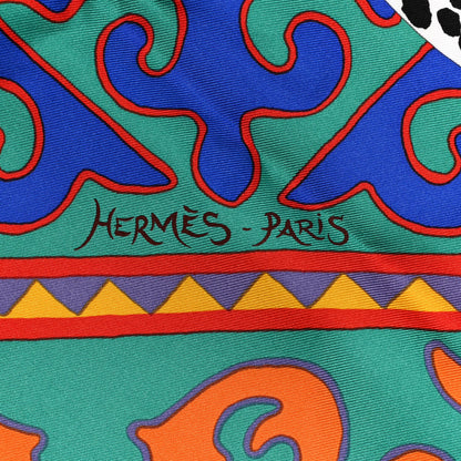 Hermes Silk Appaloosa Des Steppes Scarf 90 White Black Bleu 2 of 5