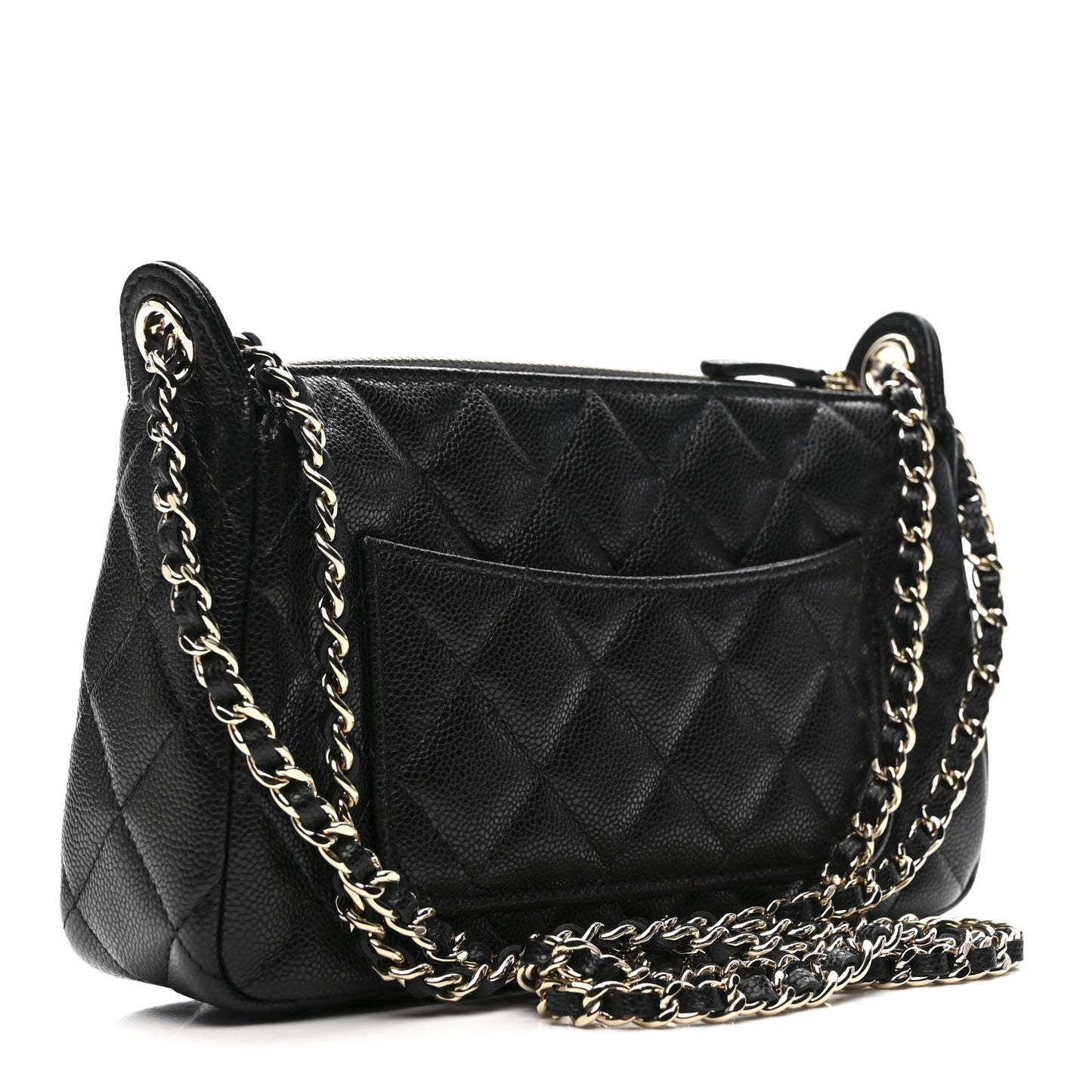 Caviar Quilted Purse With Chain Black