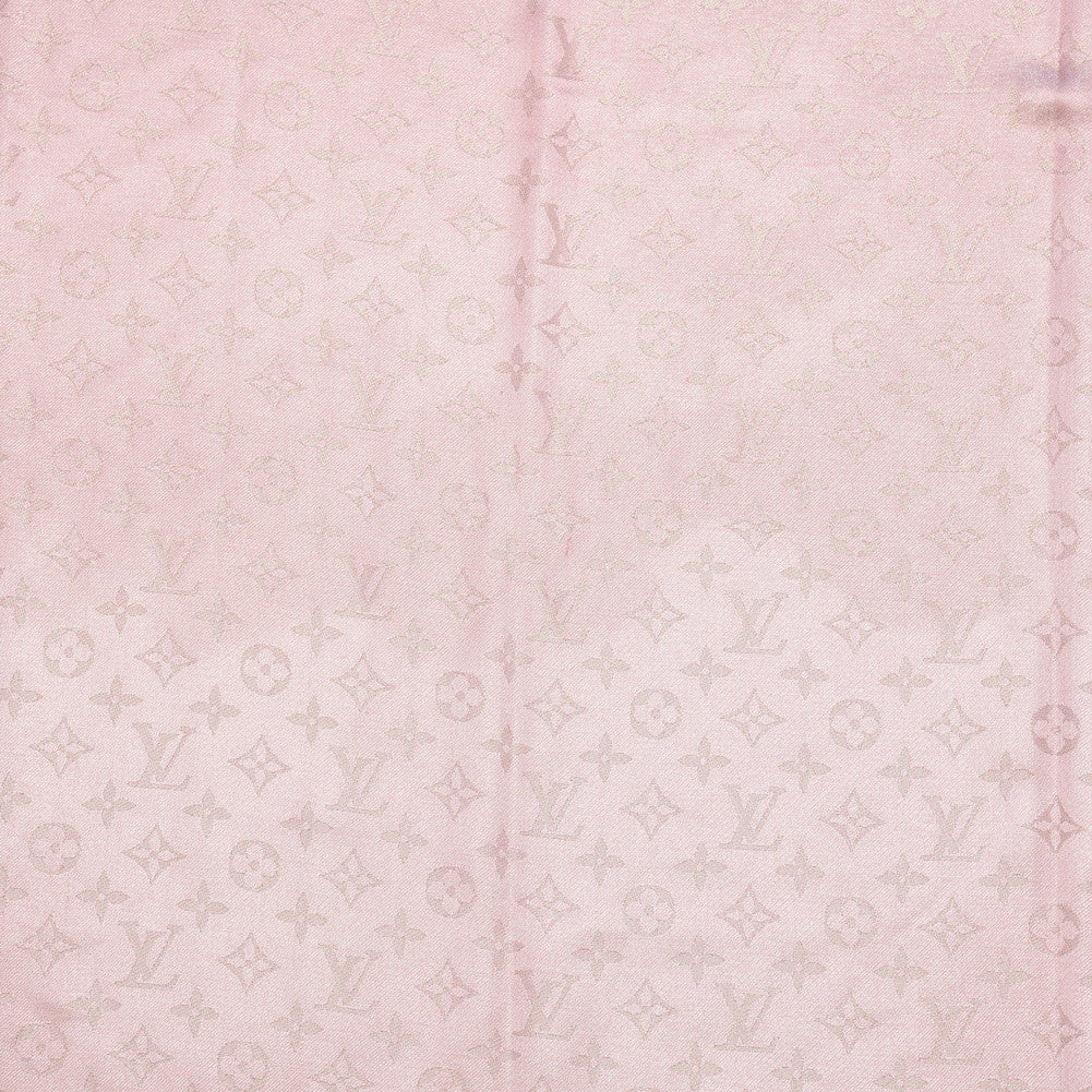 Silk Wool Monogram Shine Shawl Rose