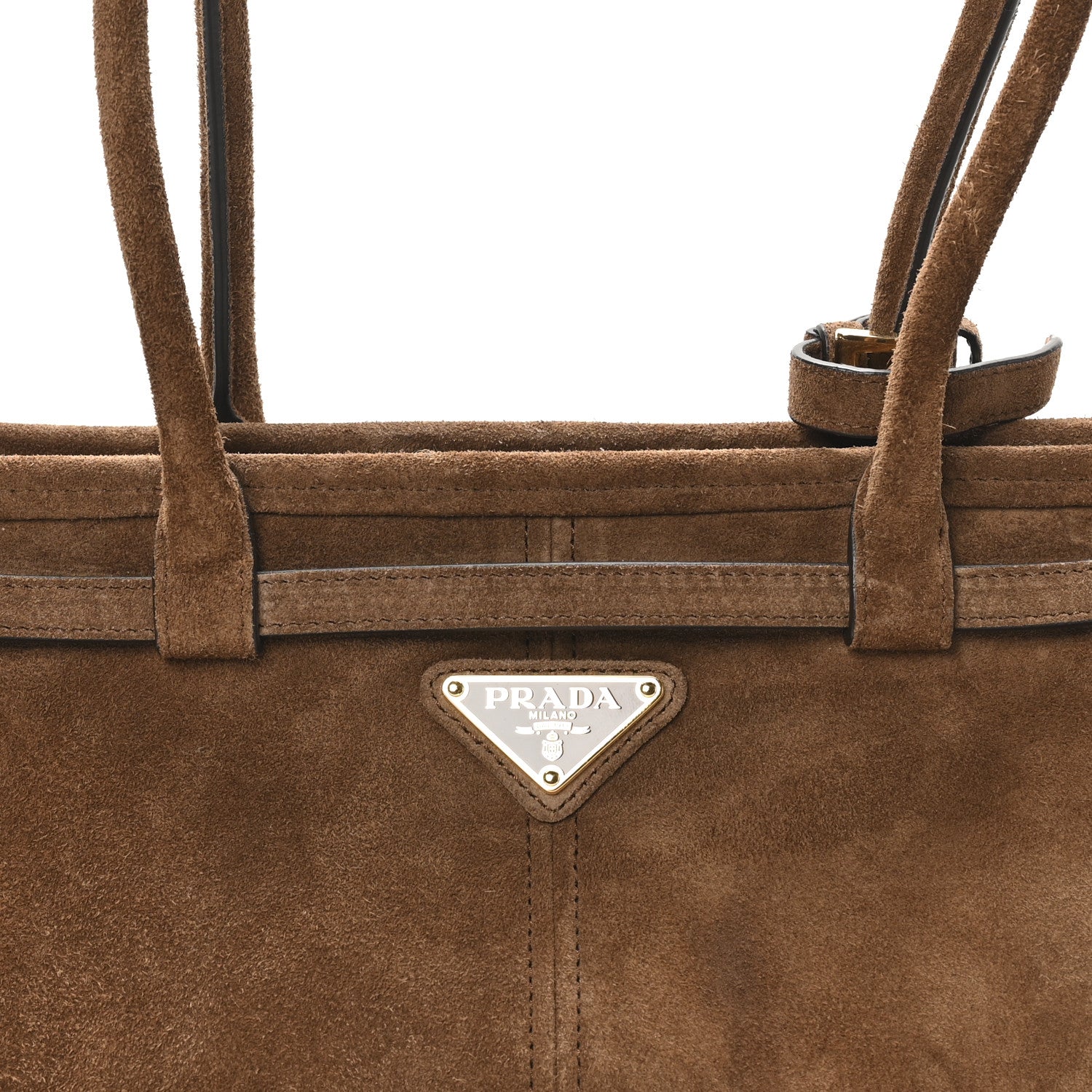 Prada Suede Triangle Medium Bonnie Shoulder Bag Cacao 6 of 8