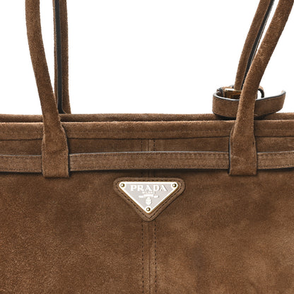 Prada Suede Triangle Medium Bonnie Shoulder Bag Cacao 6 of 8
