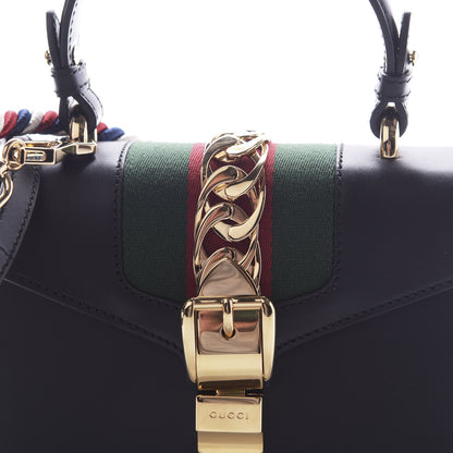 Gucci Calfskin Mini Sylvie Top Handle Bag Black 8 of 9