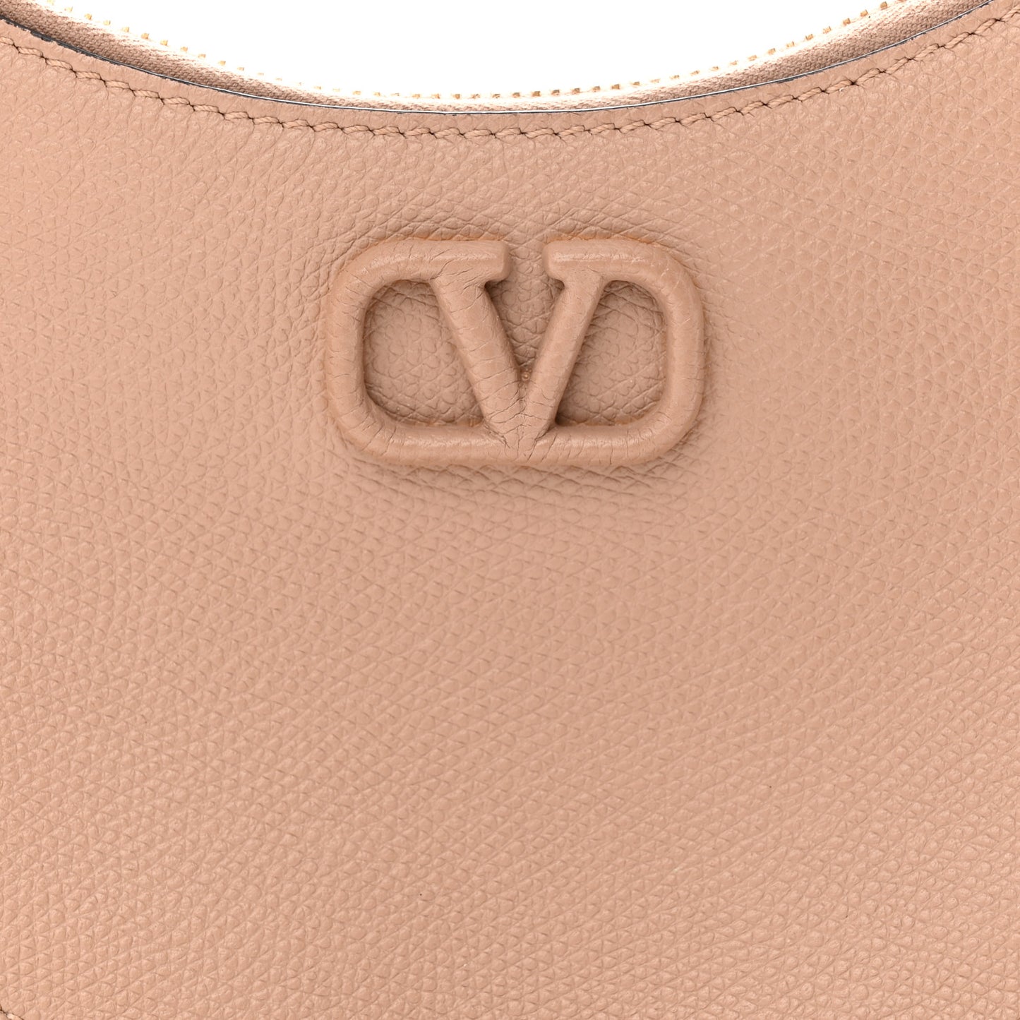 Grainy Calfskin Mini Vlogo Hobo Bag Rose Cannelle