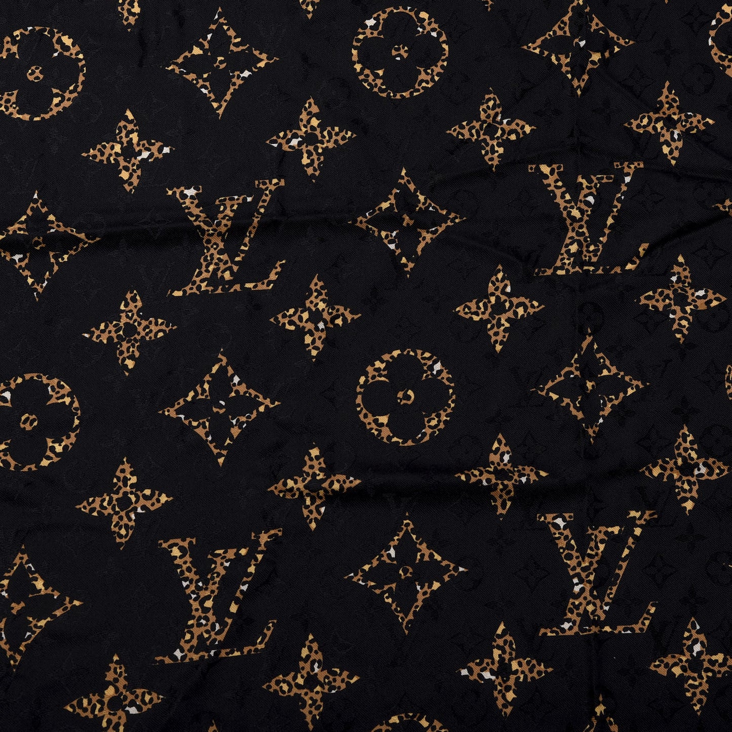 Wool Silk Monogram Giant Jungle Scarf Black