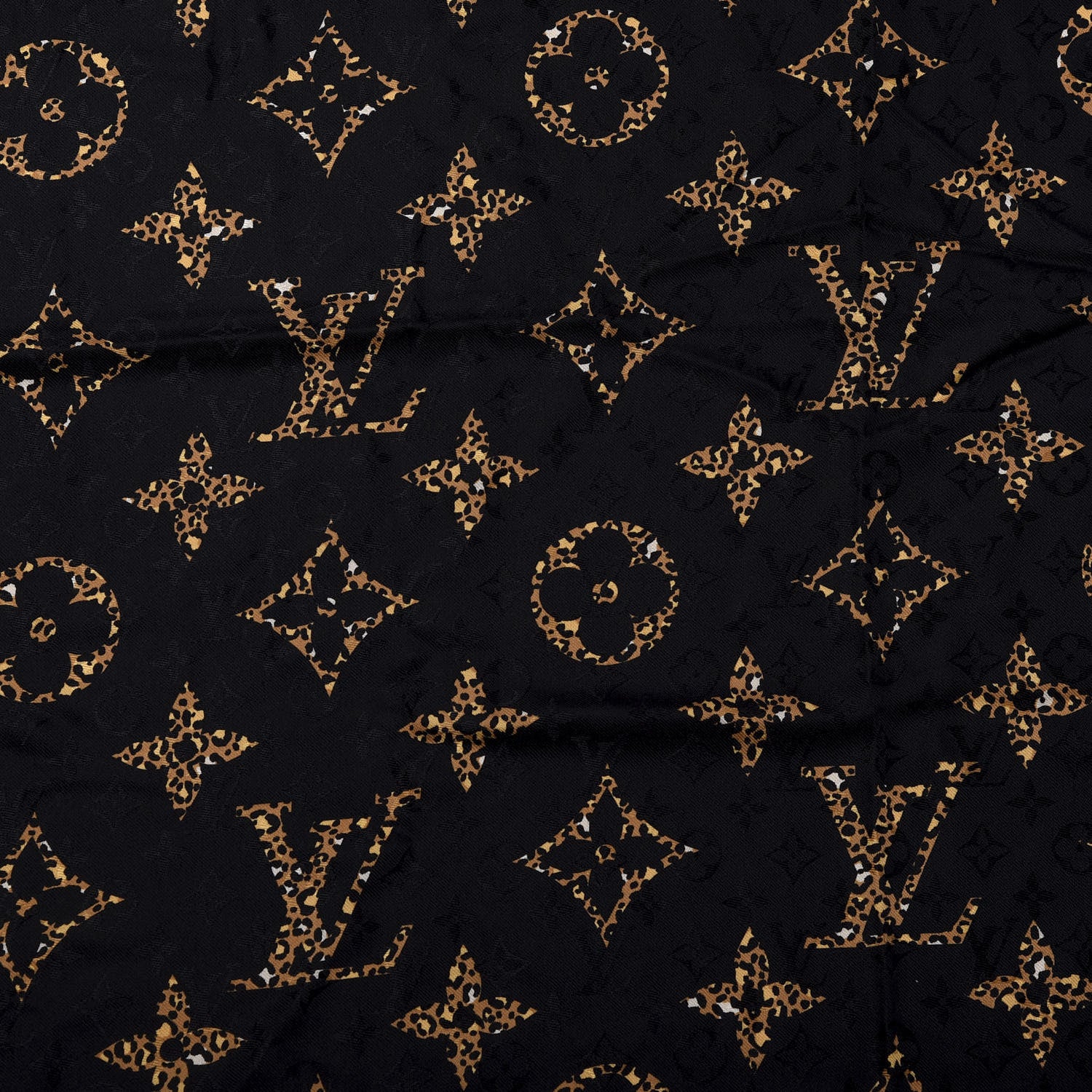 Louis Vuitton Wool Silk Monogram Giant Jungle Scarf Black 3 of 5