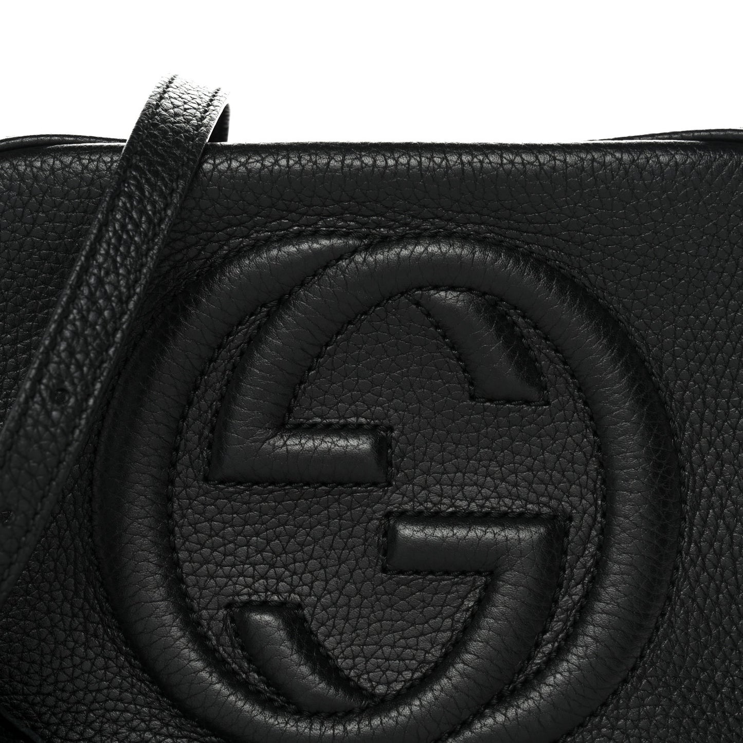 Pebbled Calfskin Small Soho Disco Bag Black