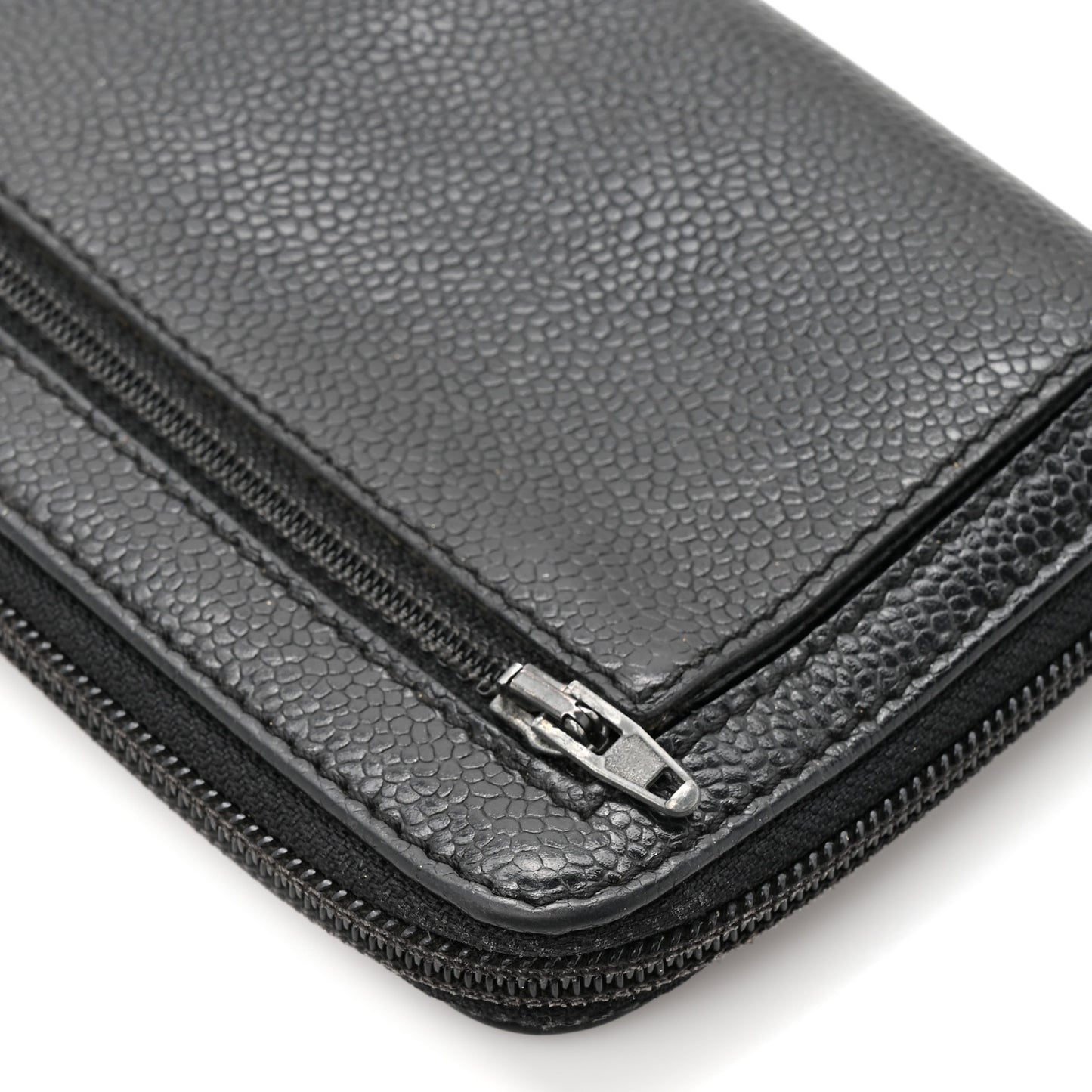 Caviar CC Timeless Large Zip Around Wallet Black