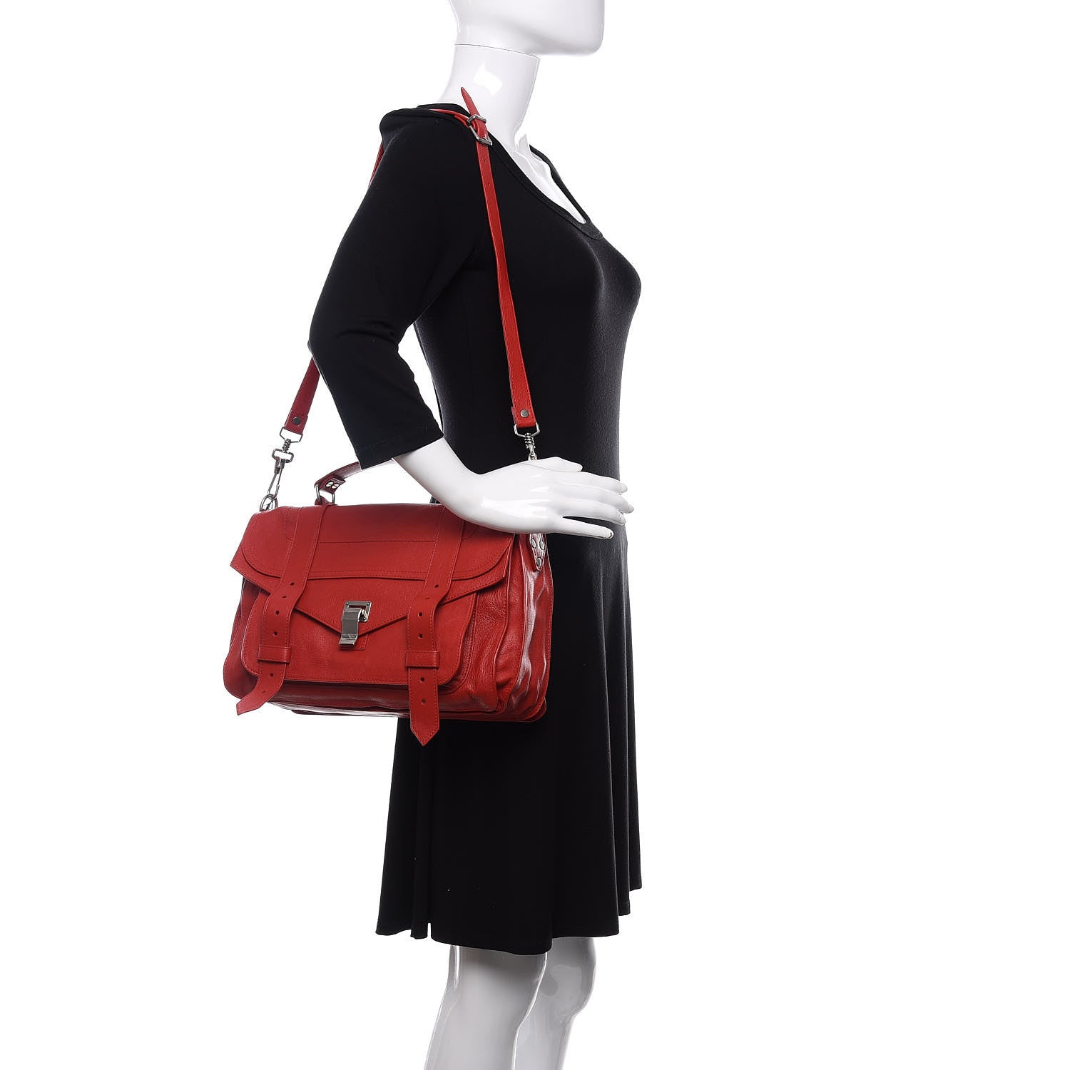 Proenza Schouler Lambskin Medium PS1 Satchel True Red 2 of 11