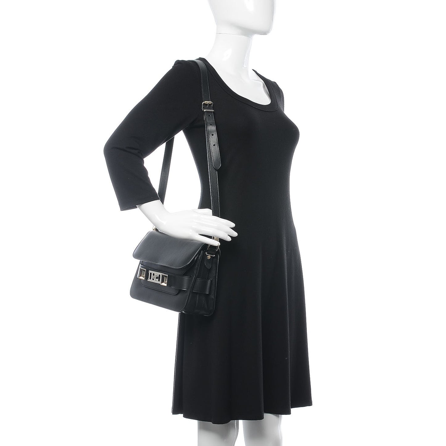 Calfskin Mini PS11 Classic Shoulder Bag Black