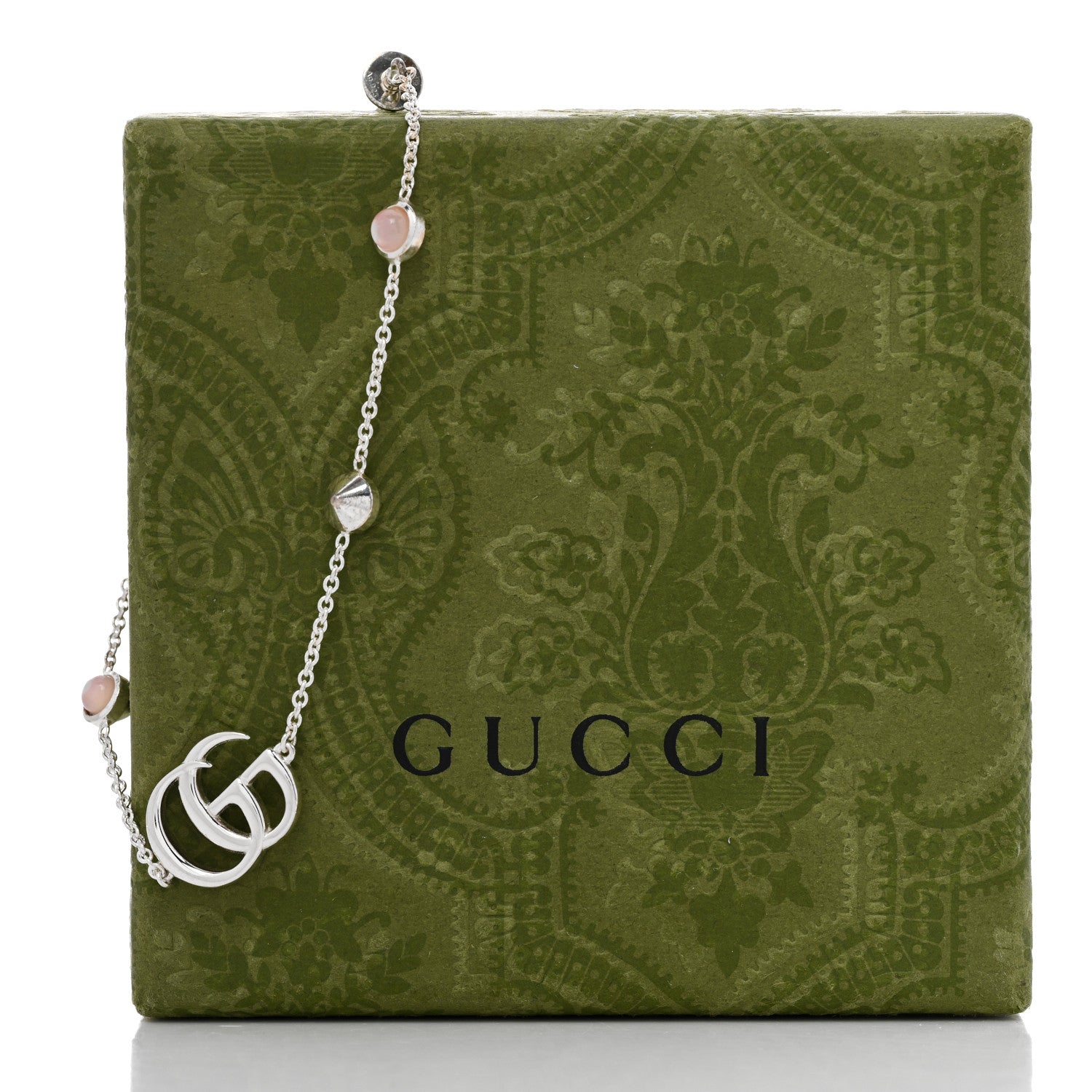 Gucci Sterling Silver Pink Mother of Pearl Double G Flower Bracelet 5 of 5