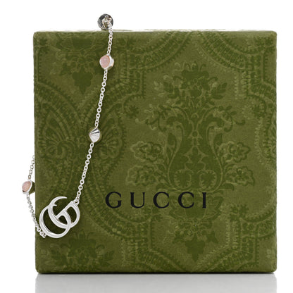 Gucci Sterling Silver Pink Mother of Pearl Double G Flower Bracelet 5 of 5