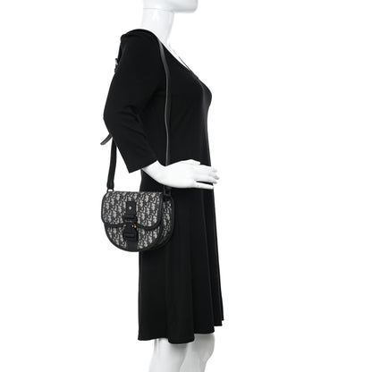 Christian Dior Oblique Grained Calfskin Mini Gallop Bag With Strap Black Beige 2 of 11