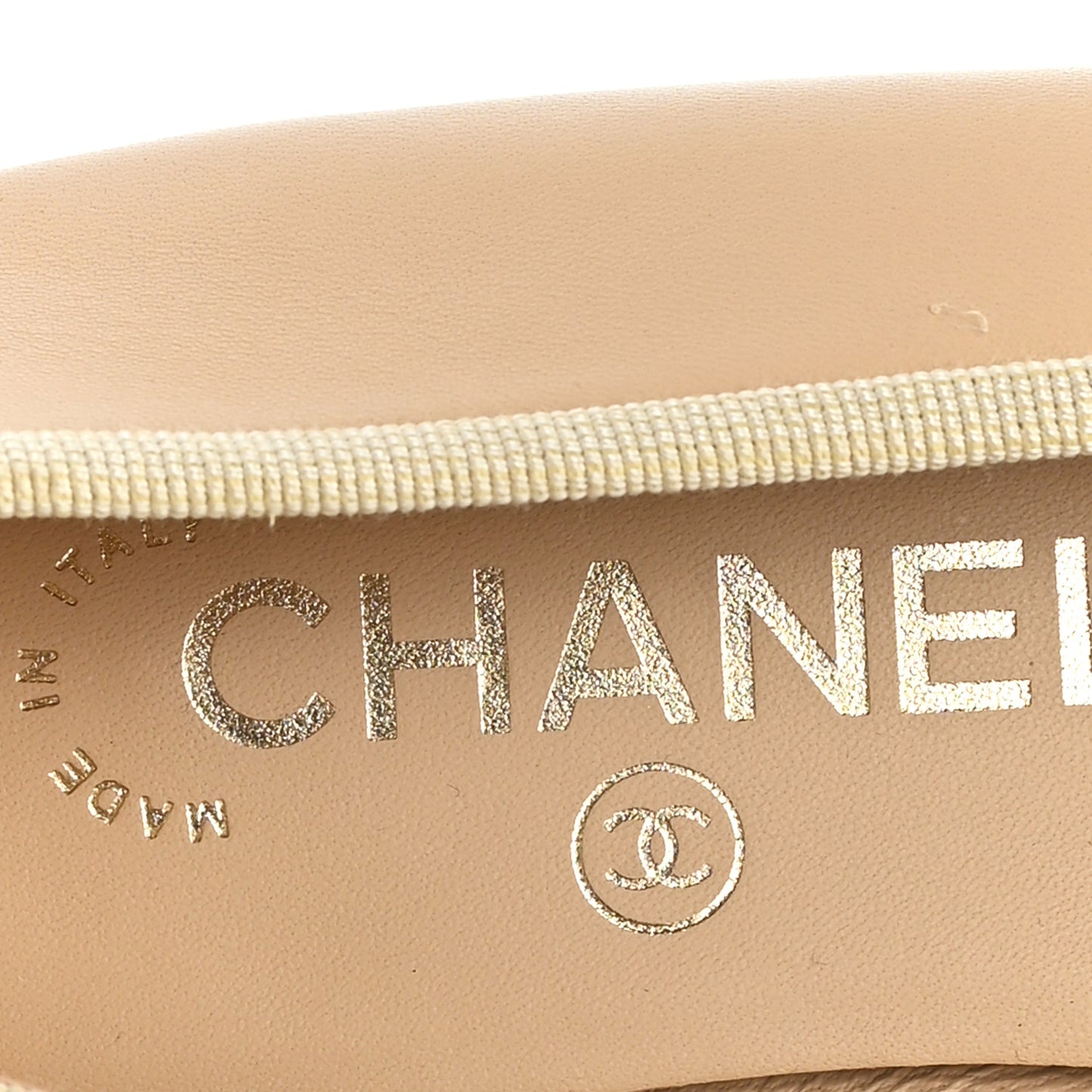 Lambskin Cap Toe CC Ballerina Flats 35 Beige Black