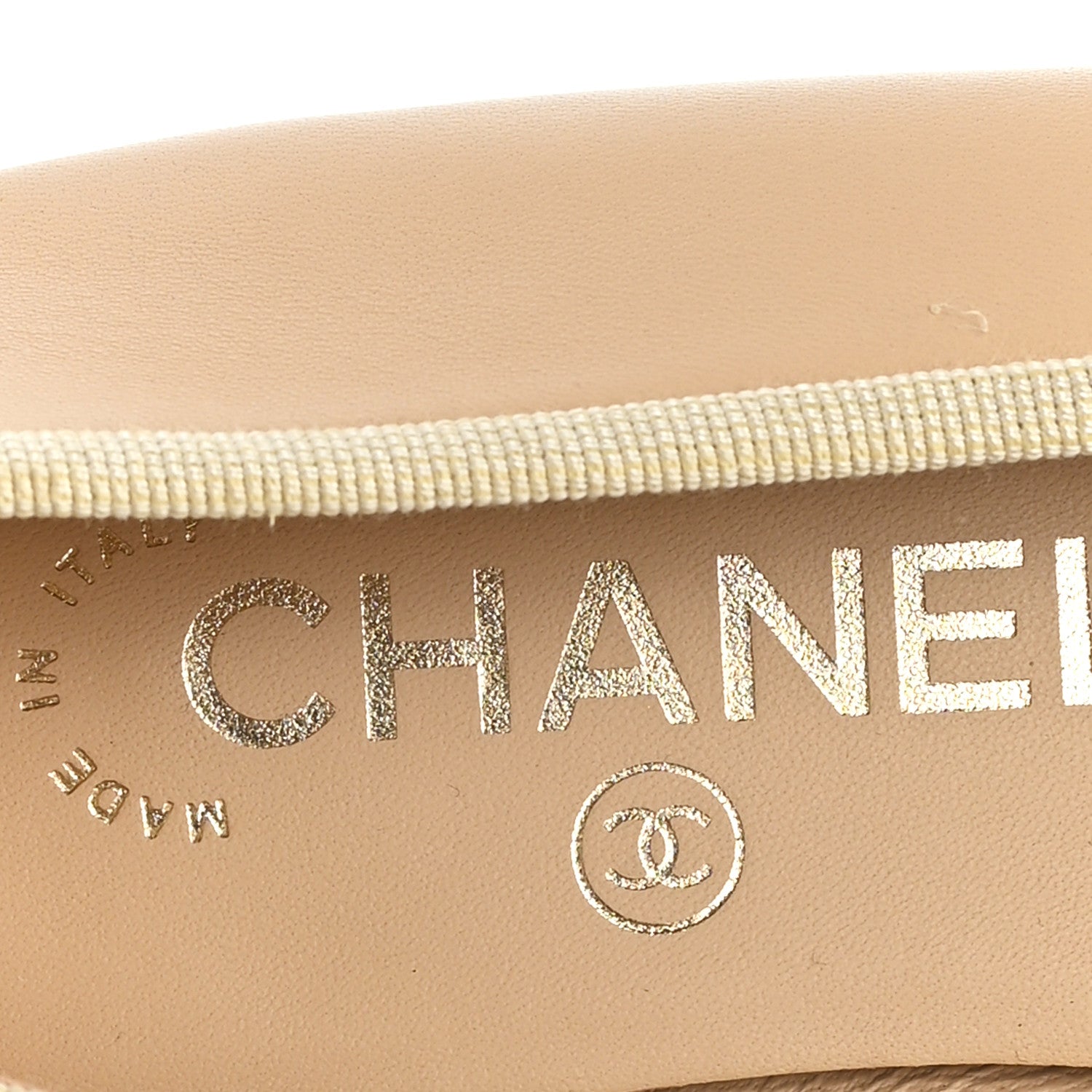 Chanel Lambskin Cap Toe CC Ballerina Flats 35 Beige Black 8 of 10
