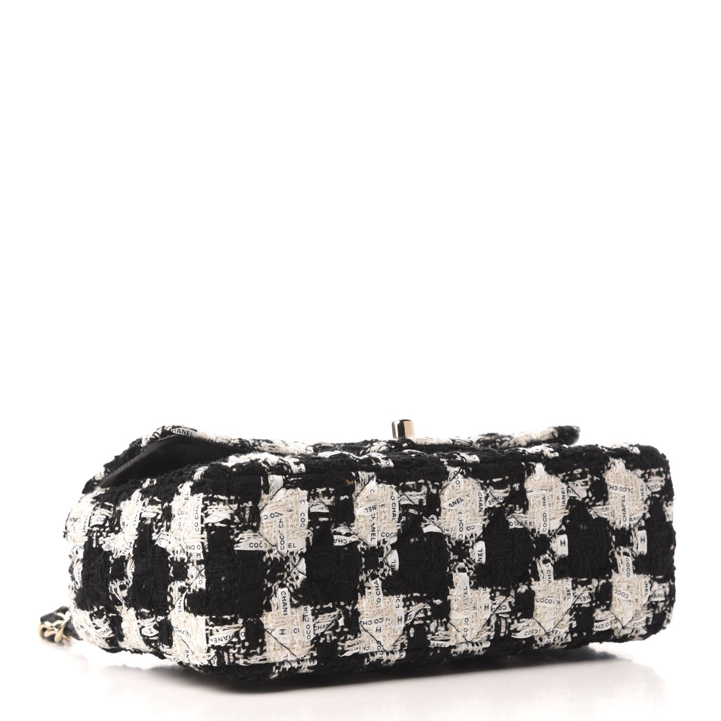 Tweed Quilted Mini Rectangular Flap Black Ecru White
