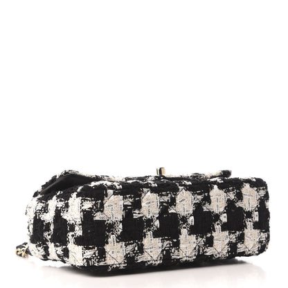 Chanel Tweed Quilted Mini Rectangular Flap Black Ecru White 4 of 9
