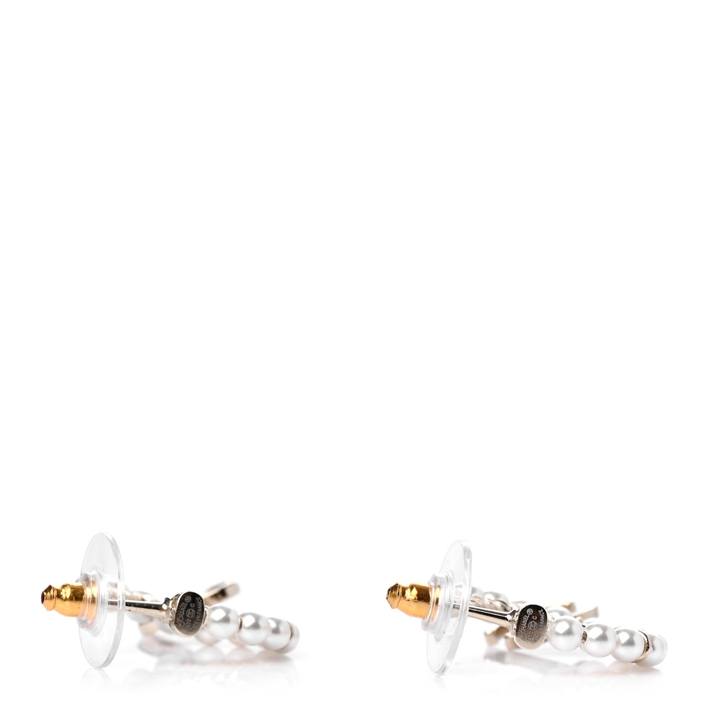Pearl Charms CC Hoop Earrings Gold