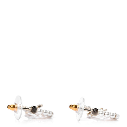 Chanel Pearl Charms CC Hoop Earrings Gold 3 of 4
