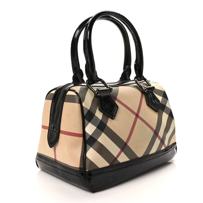 Burberry Supernova Check Patent Bowling Bag Black 3 of 14