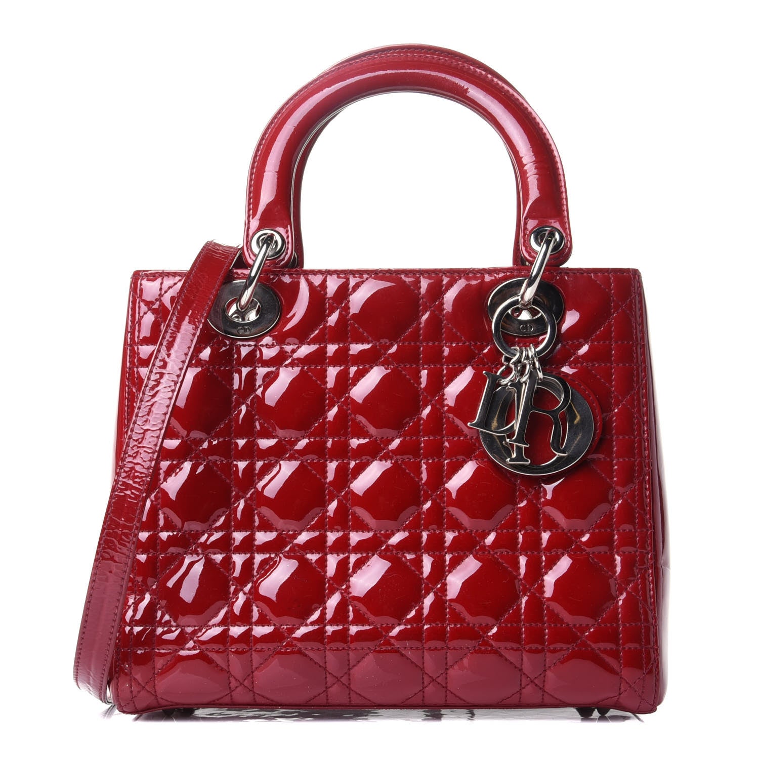 Christian Dior Patent Cannage Medium Lady Dior Red 1 of 4