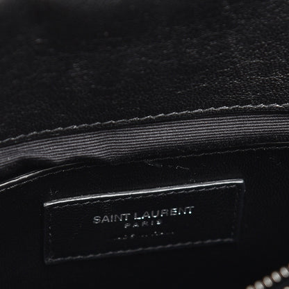 Saint Laurent Sheepskin Matelasse Chevron Monogram Medium College Bag Black 9 of 10