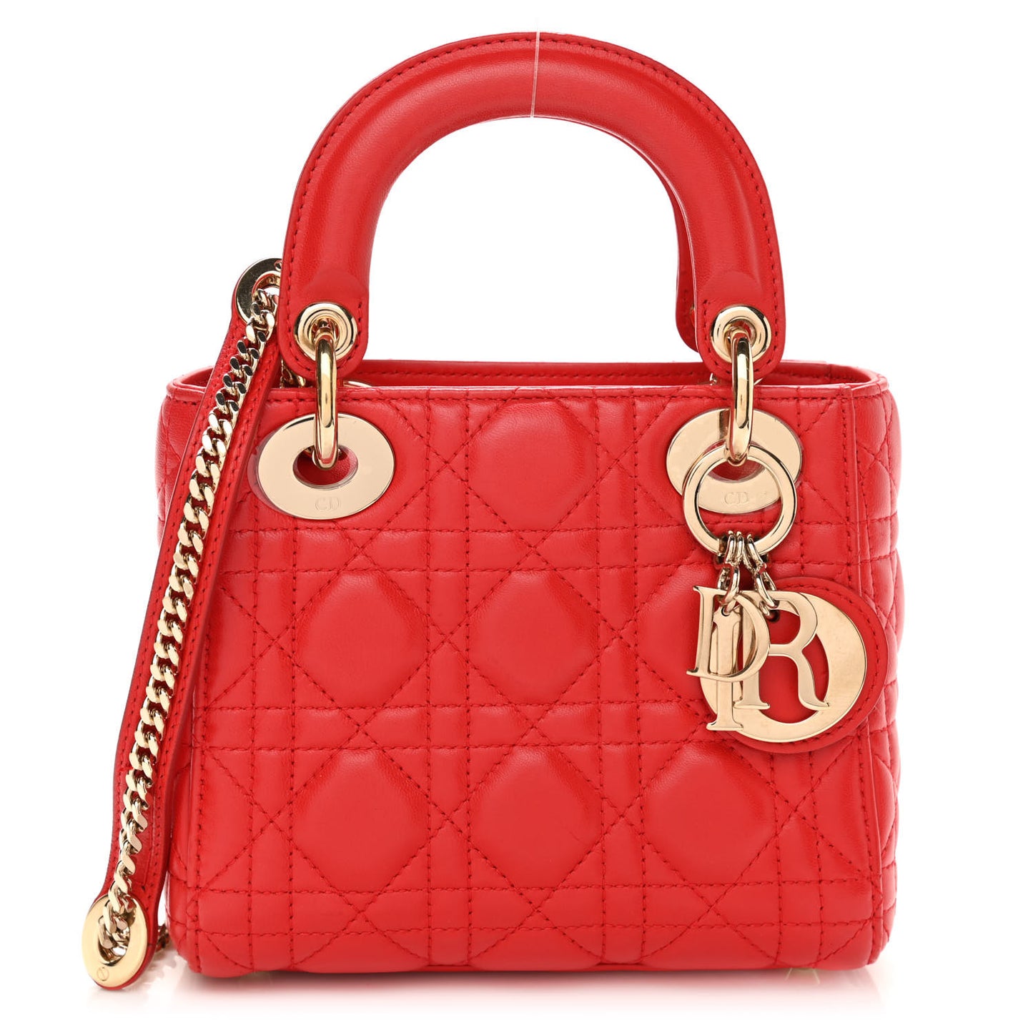 Lambskin Cannage Mini Lady Dior Geranium
