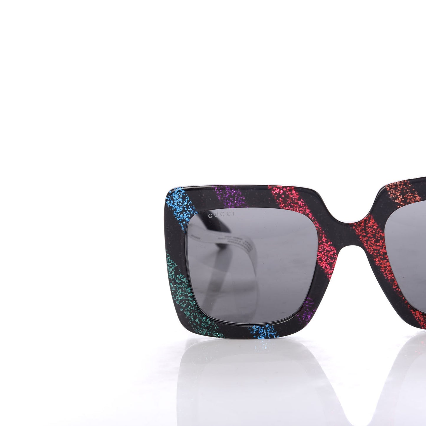 Acetate Oversize Stripe Sunglasses GG0328S Black Multi