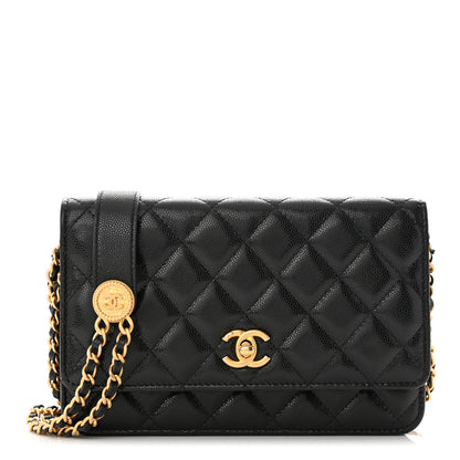 Chanel Caviar Quilted Twist Your Buttons Wallet On Chain WOC Black 1 of 13