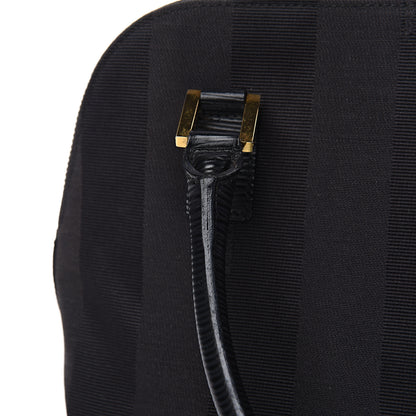 Fendi Pequin Textured Calfskin Tote Black 9 of 9