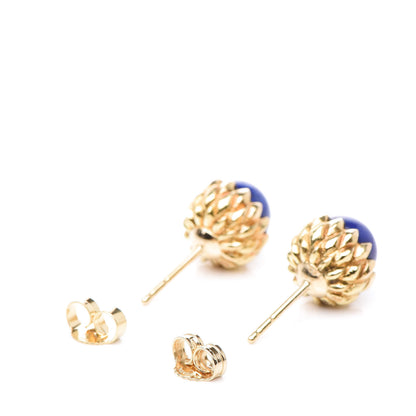 Tiffany 18K Yellow Gold Lapis Schlumberger Acorn Earrings 3 of 4