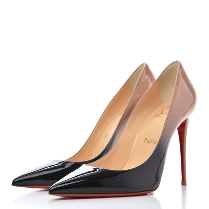 Christian Louboutin Patent Degrade So Kate 100 Pumps 37 Black Nude 3 of 11