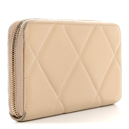 Chanel Shiny Goatskin Quilted 19 Long Zipped Around Wallet Beige 3 of 14