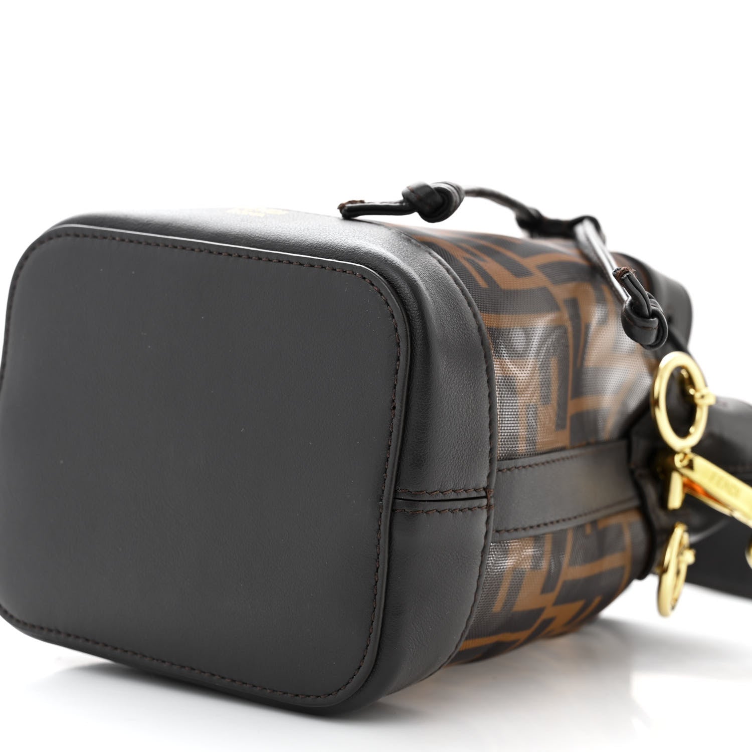 Fendi Mesh Vitello Grace F is Fendi FF 1974 Mini Mon Tresor Bucket Bag Marrone Black Ebano 10 of 10