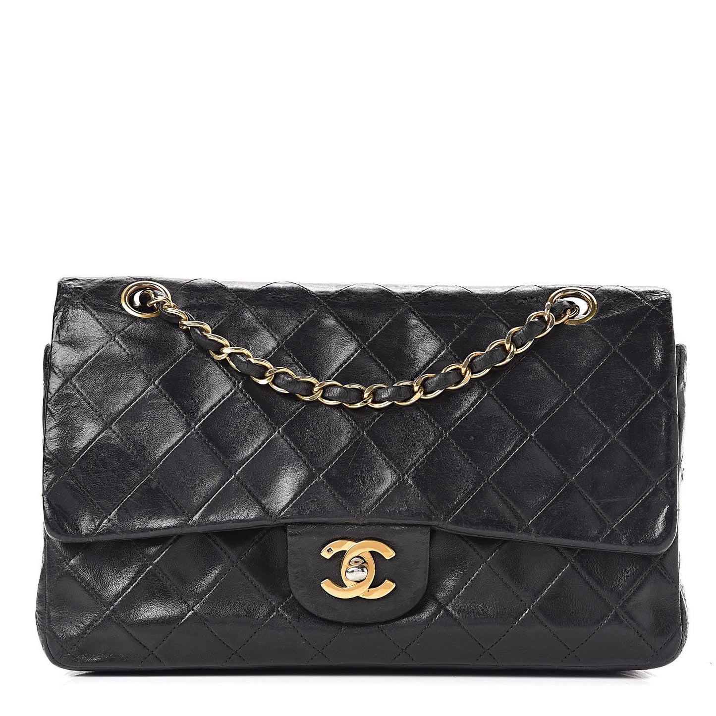 Lambskin Medium Single Flap Black