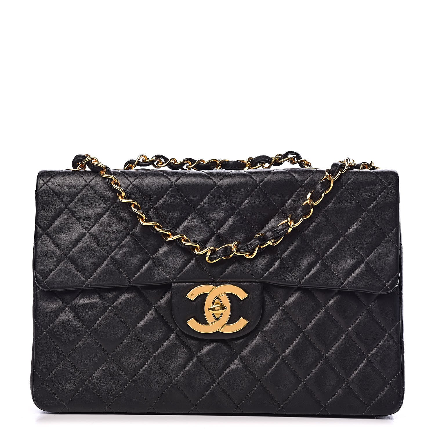 Chanel Lambskin Quilted XL Jumbo Single Flap Black 1 of 11