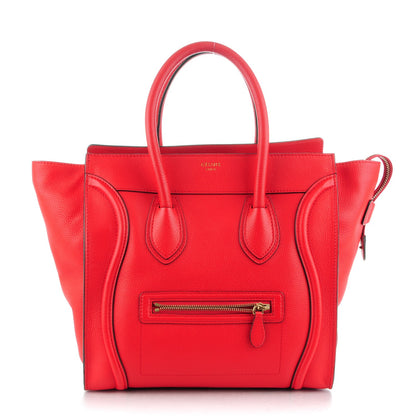 Celine Drummed Calfskin Mini Luggage Coquelicot 1 of 7
