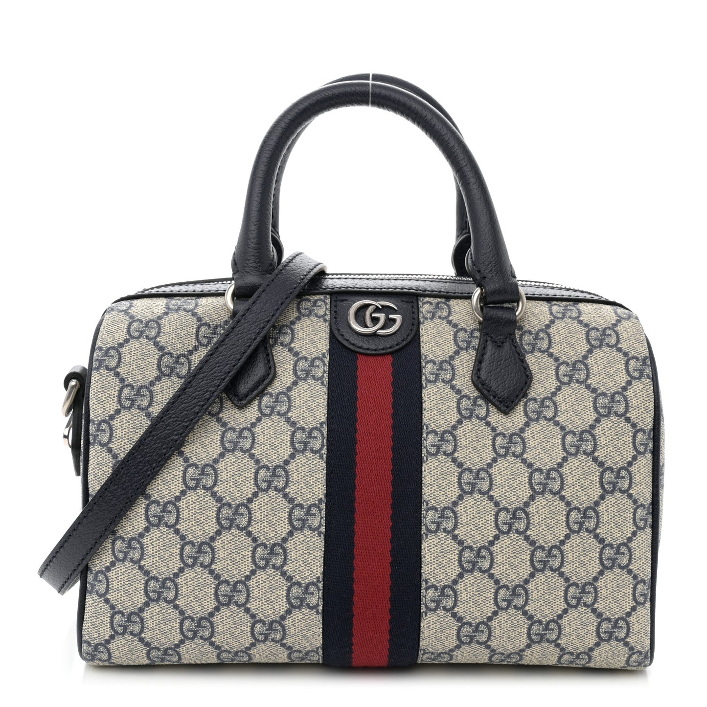 GG Supreme Monogram Web Small Ophidia Top Handle Bag Beige Blue