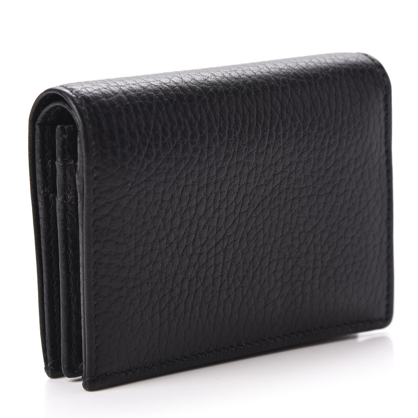Pebbled Calfskin GG Marmont Card Case Black