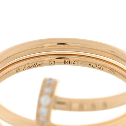 Cartier 18K Yellow Gold Diamond Double Juste Un Clou Ring 53 6.5 4 of 5