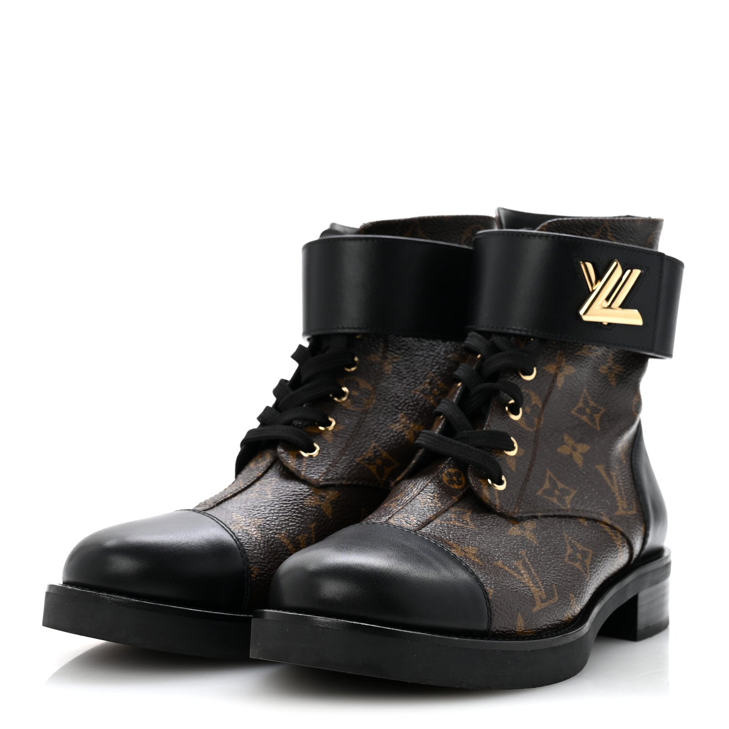 Louis Vuitton Calfskin Monogram Wonderland Flat Ranger Boots 41 Black 4 of 11