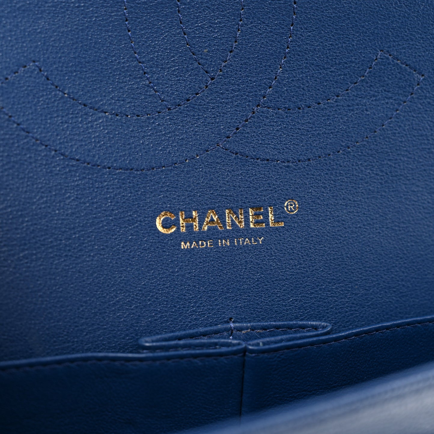Caviar Quilted Jumbo Double Flap Navy Blue