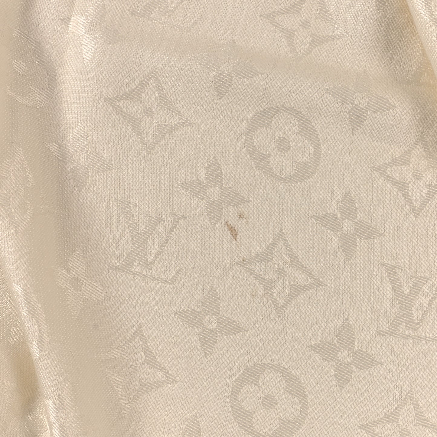 Silk Wool Monogram Shine Shawl White